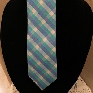 IZOD Men's Necktie Green & Blue Plaid Tie